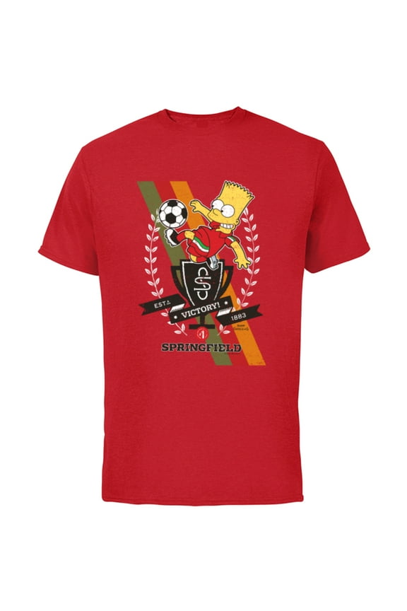 Soccer Bart Simpson Springfield Victory - Short Sleeve Cotton T-Shirt for Adults - Customized-Red