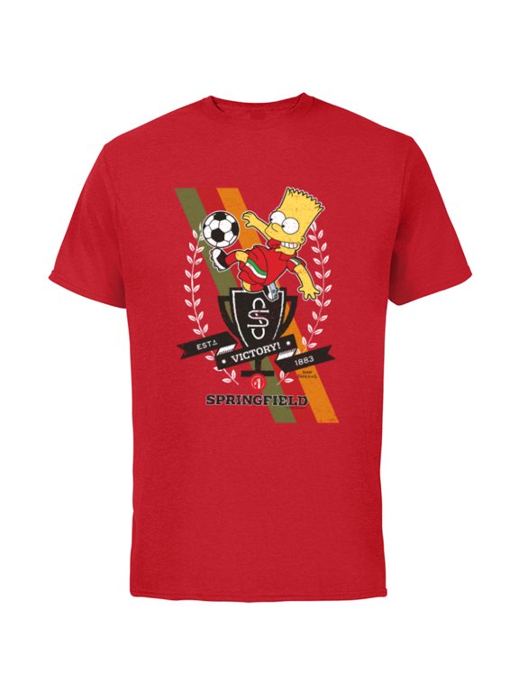 Soccer Bart Simpson Springfield Victory - Short Sleeve Cotton T-Shirt for Adults - Customized-Red