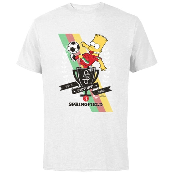 The Simpsons Soccer Bart Simpson Springfield Victory - Short Sleeve Cotton T-Shirt for Adults - Customized-White