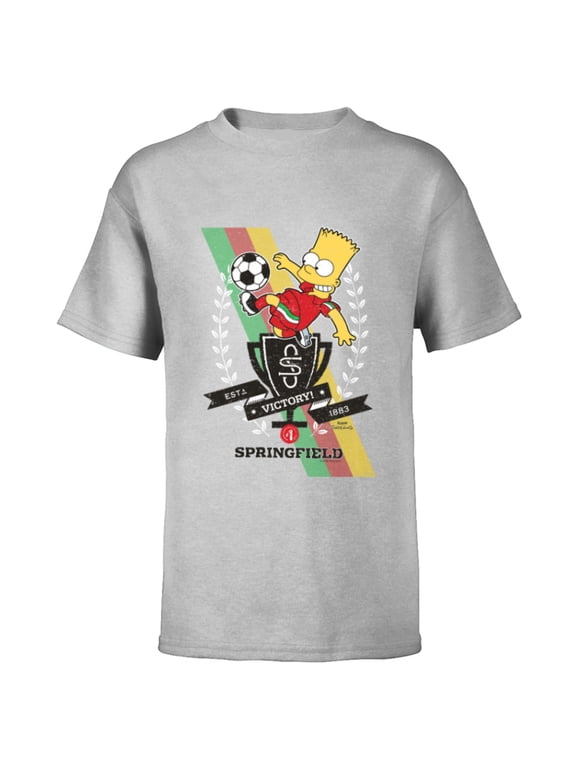 Soccer Bart Simpson Springfield Victory - Short Sleeve T-Shirt for Kids - Customized-Athletic Heather