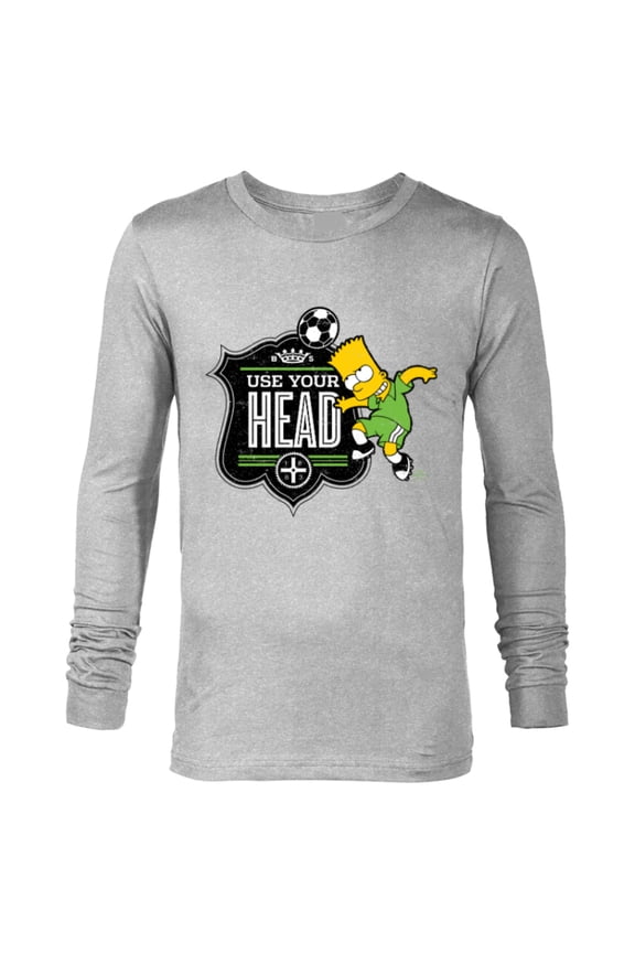 Soccer Bart Simpson Use Your Head - Long Sleeve T-Shirt for Men - Customized-Athletic Heather