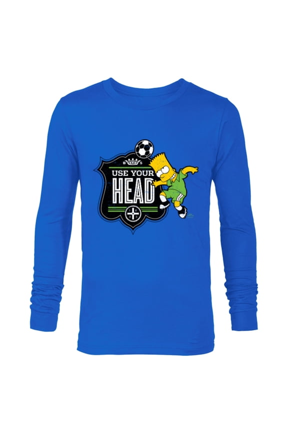 Soccer Bart Simpson Use Your Head - Long Sleeve T-Shirt for Men - Customized-Navy