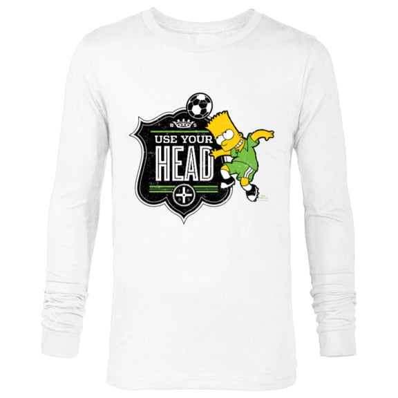 The Simpsons Soccer Bart Simpson Use Your Head - Long Sleeve T-Shirt for Men - Customized-White