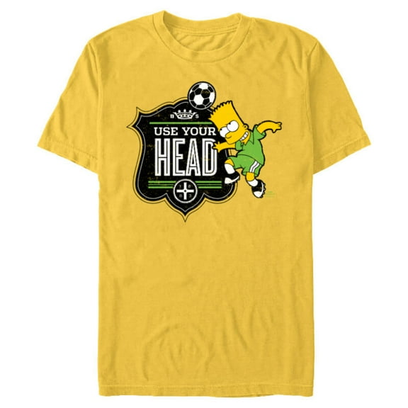The Simpsons Soccer Bart Simpson Use Your Head - Short Sleeve Blended T-Shirt for Adults - Customized-Yellow