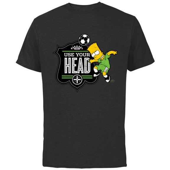 The Simpsons Soccer Bart Simpson Use Your Head - Short Sleeve Cotton T-Shirt for Adults - Customized-Black