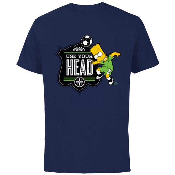 The Simpsons Soccer Bart Simpson Use Your Head - Short Sleeve Cotton T-Shirt for Adults - Customized-Navy