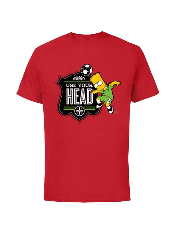 Soccer Bart Simpson Use Your Head - Short Sleeve Cotton T-Shirt for Adults - Customized-Red