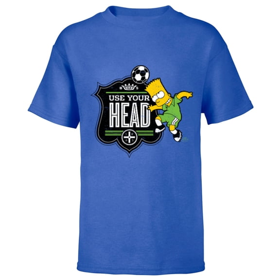 The Simpsons Soccer Bart Simpson Use Your Head - Short Sleeve T-Shirt for Kids - Customized-Royal