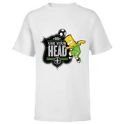 THE SIMPSONS Soccer Bart Simpson Use Your Head - Short Sleeve T-Shirt for Kids - Customized-White