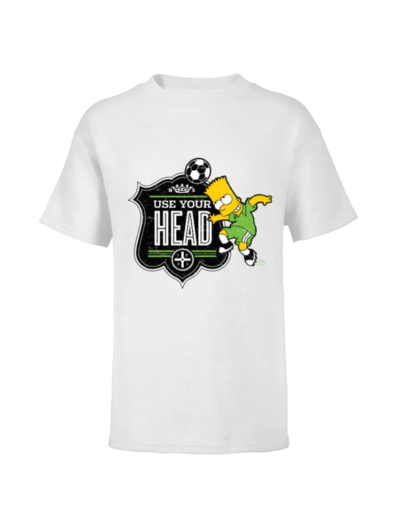 Soccer Bart Simpson Use Your Head - Short Sleeve T-Shirt for Kids - Customized-White