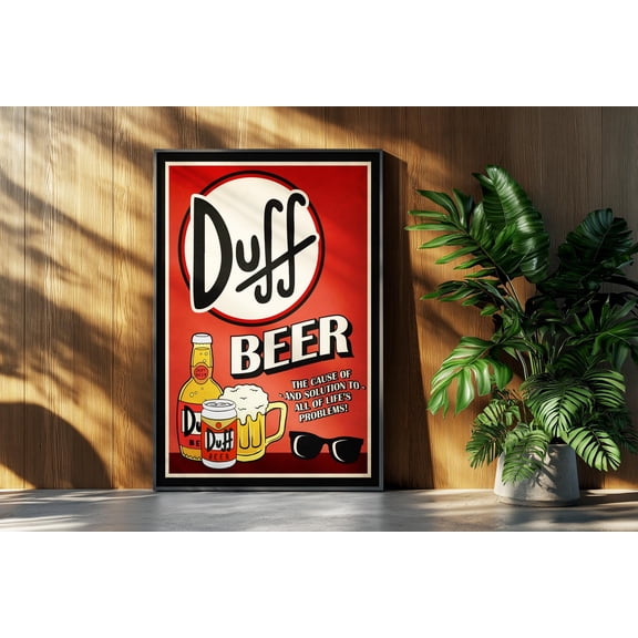 The Simpsons TV Movie : Duff Beer Homer Simpson Retro Ad Home Decor Wall Art Gift