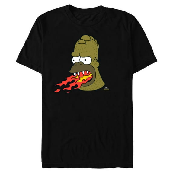 The Simpsons Treehouse of Horror Fire Breathing Homerzilla - Short Sleeve Blended T-Shirt for Adults - Customized-Black