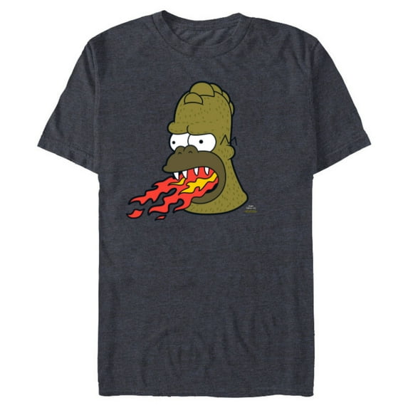 The Simpsons Treehouse of Horror Fire Breathing Homerzilla - Short Sleeve Blended T-Shirt for Adults - Customized-Navy Heather