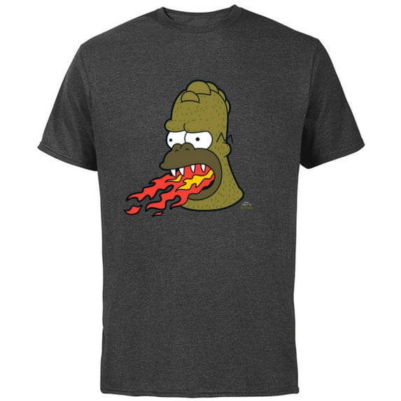 The Simpsons Treehouse of Horror Fire Breathing Homerzilla - Short Sleeve Cotton T-Shirt for Adults - Customized-Charcoal Heather
