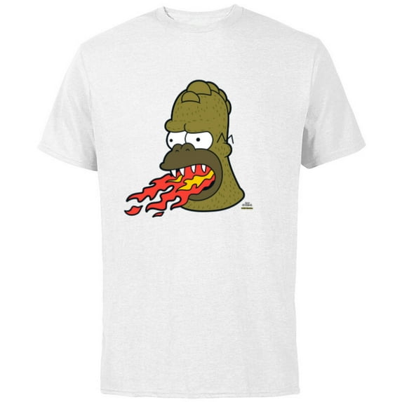 The Simpsons Treehouse of Horror Fire Breathing Homerzilla - Short Sleeve Cotton T-Shirt for Adults - Customized-White