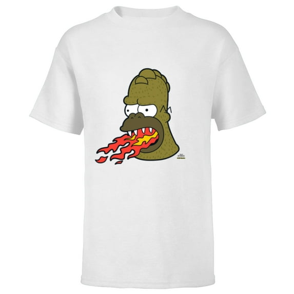 The Simpsons Treehouse of Horror Fire Breathing Homerzilla - Short Sleeve T-Shirt for Kids - Customized-White