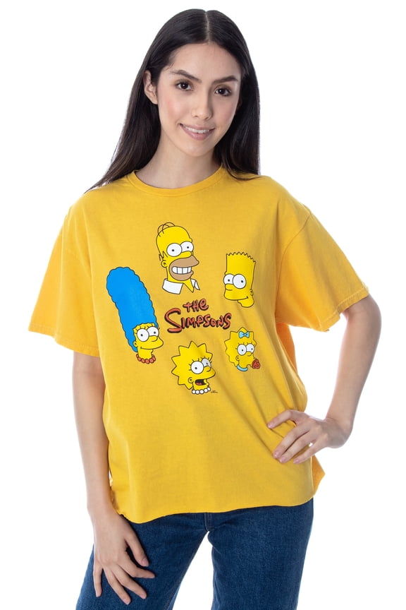 The Simpsons Womens' Family Circle Pose Mineral Wash Skimmer T-Shirt