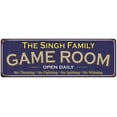 thumbnail image 1 of The Singh Family Gift Blue Game Room Metal 6x18 Sign 206180037230, 1 of 1