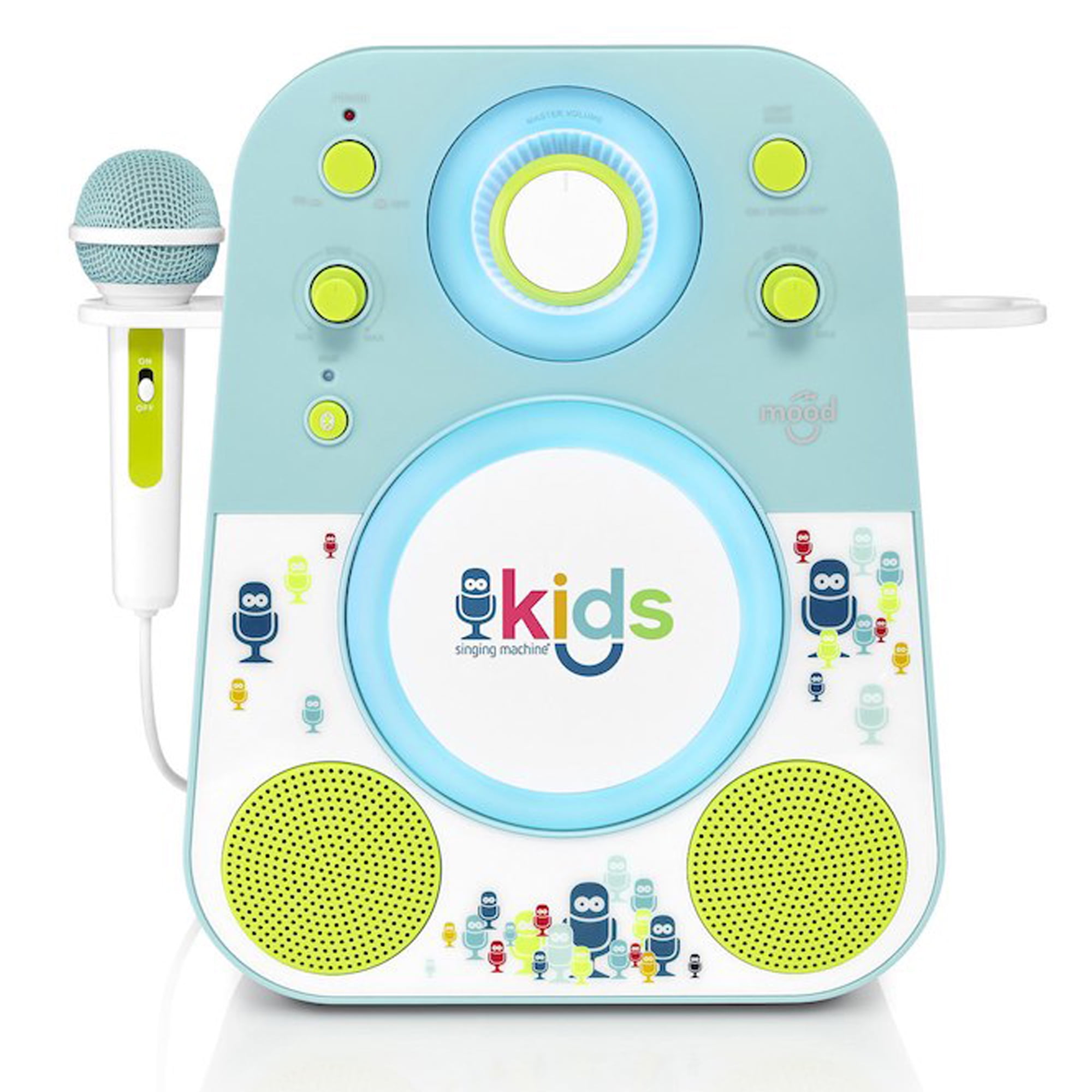 The Singing Machine Kids Mood LED Glowing Sing-Along Speaker with  Microphone, Blue/Green