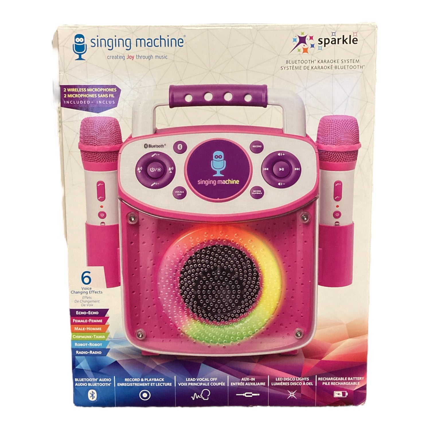 The Singing Machine Mini Sparkle Karaoke Microphone Machine Wireless