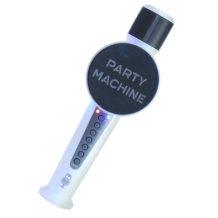 The Singing Machine Party Microphone Instrument with Bluetooth and Voice Changers, White
