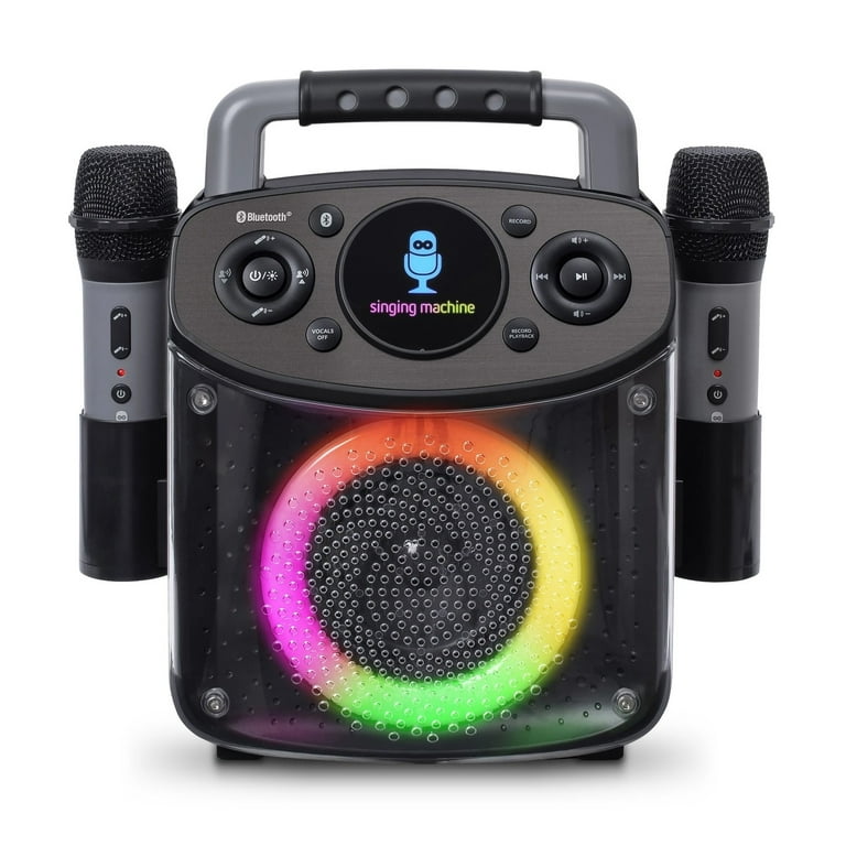 Singing Machine SML294BK Mini Sparkle Karaoke, Wireless Mic, Black