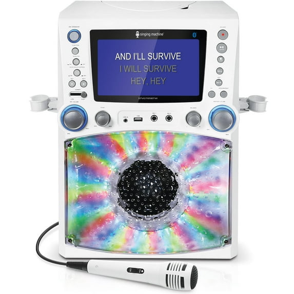 The Singing Machine STVG785BTW Bluetooth Karaoke System with 7" Color Monitor and a Microphone