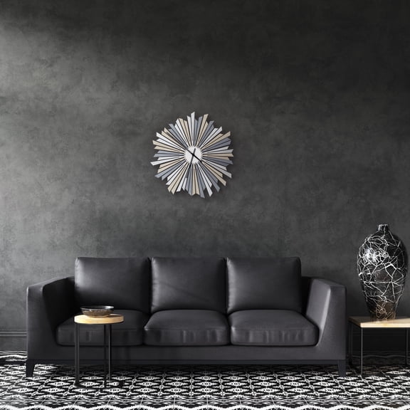 Ardeola - The Sirius - 16 in Silver Analog Wall Clock with Silent Movement, Japandi Style Organic Bedroom Decor