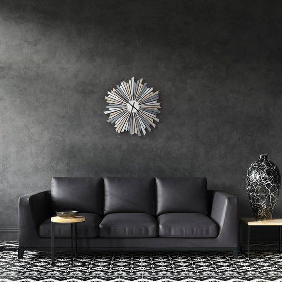 Ardeola - The Sirius - 16 in Silver Analog Wall Clock with Silent Movement, Japandi Style Organic Bedroom Decor