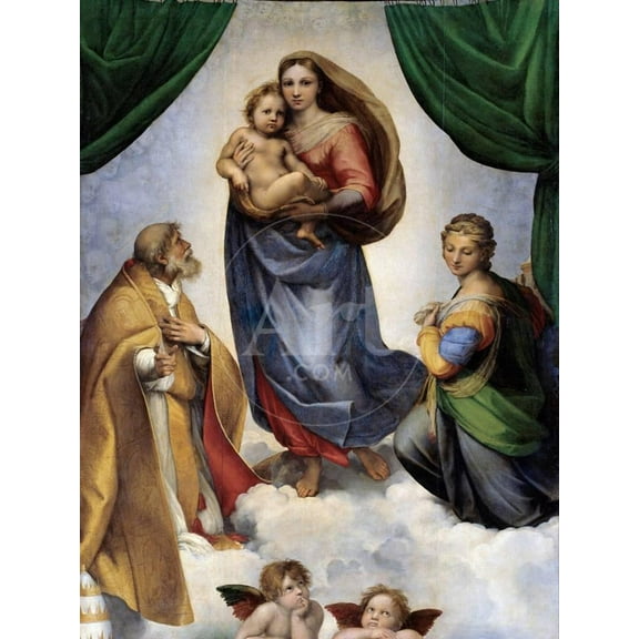The Sistine Madonna, Figurative Religion Unframed Giclee Print Wall Art by Raphael Sold by Art.Com