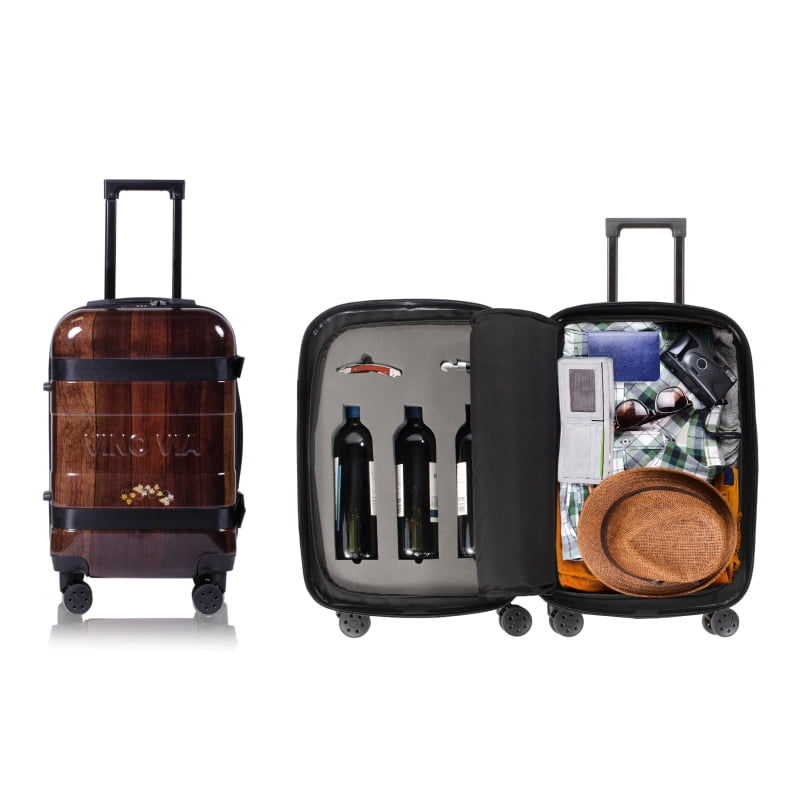 The Six (6-Bottle) Wine Luggage, TSA Approved Anti-Theft Zipper, Lightweight Hard Shell Spinner Suitcase