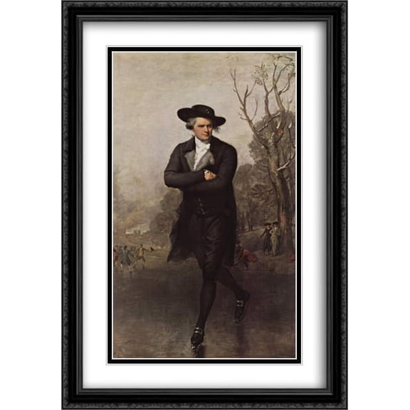 The Skater (Portrait of William Grant) 2x Matted 28x40 Large Black Ornate Framed Art Print by Gilbert Stuart