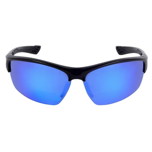 "The Skillful" Lightweight Sport Wrap Polarized Bifocal Sunglasses - Open Road Blue - 2.00