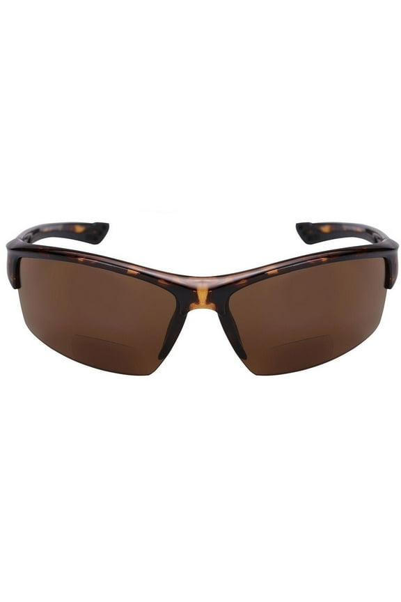 "The Skillful" Lightweight Sport Wrap Polarized Bifocal Sunglasses - Tortoise - 2.50