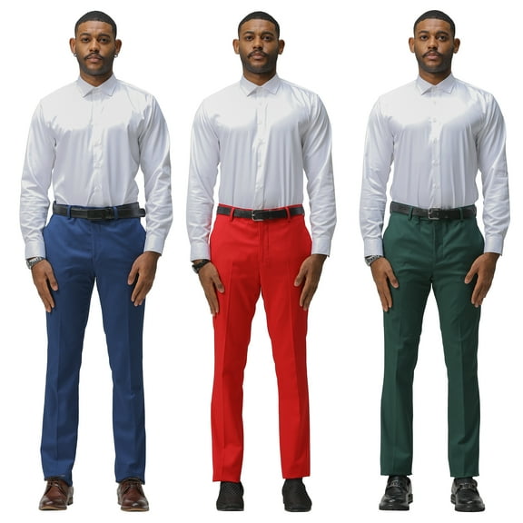 The Skinny-Fit Bold Mix 3-Pack of Premium Dress Pants: Blue, Red, Green