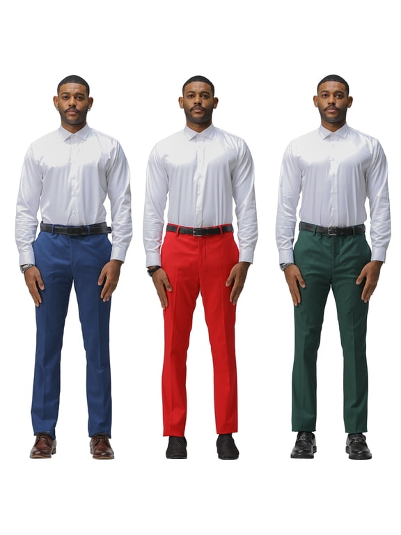 The Skinny-Fit Bold Mix 3-Pack of Premium Dress Pants: Blue, Red, Green