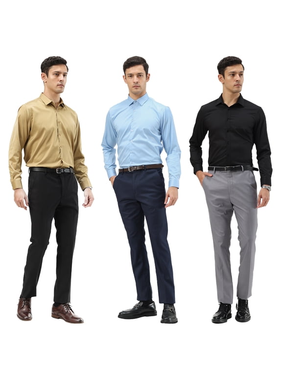 The Skinny-Fit Neutral Colors 3-Pack of Premium Dress Pants: Black, Navy, Mid Grey