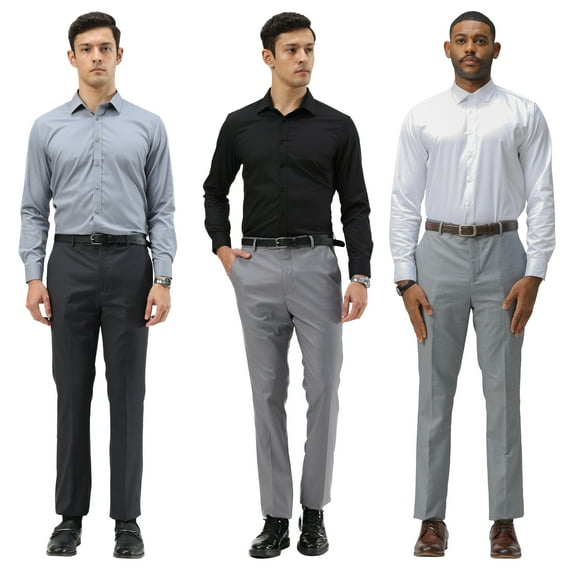 The Skinny-Fit Shades of Grey 3-Pack of Premium Dress Pants: Charcoal, Grey, Mid-Gray