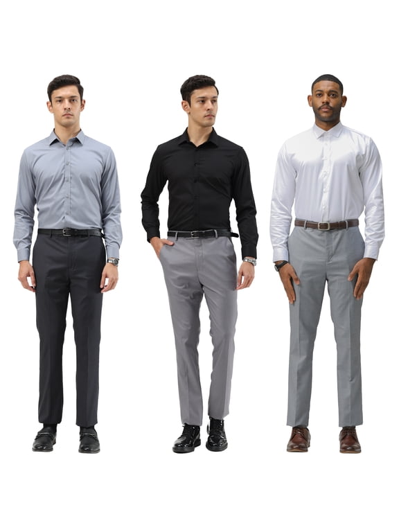 The Skinny-Fit Shades of Grey 3-Pack of Premium Dress Pants: Charcoal, Grey, Mid-Gray