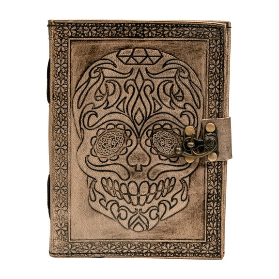 Rajeriya The Sky Embossed Leather Bound Daily Notepad For Women And Men Travel Journals Vintage Handcraft Embossed Skull Antique Diary Notebook 8X6 Inch