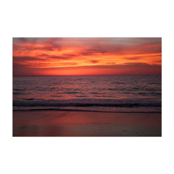 The Sky Is Burning! - Redondo Beach California Photography Sunset Ocean Seascape Beach Coast Water Scenic Unframed Wall Art Print 5 x 7 inches