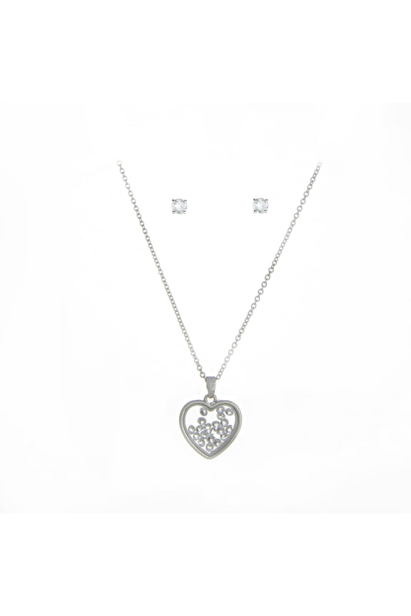 April Birthstone Faux Diamond Heart Jewelry Set