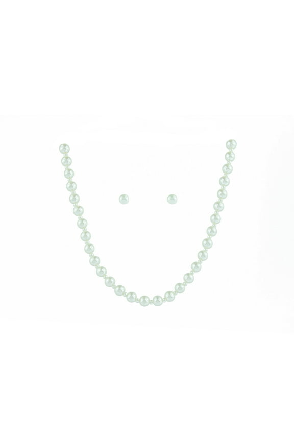 Classic Ivory Faux Pearl Necklace and Earring Set