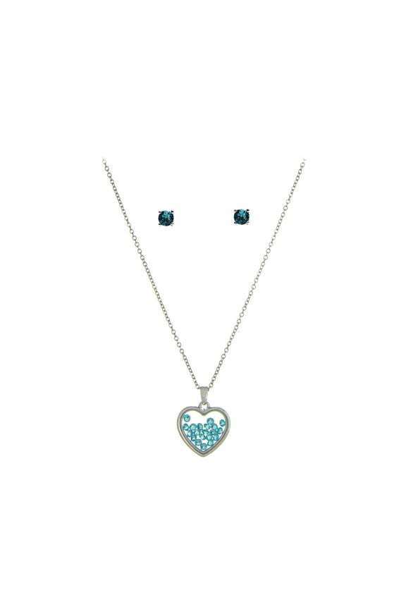 December Birthstone Blue Topaz Heart Jewelry Set