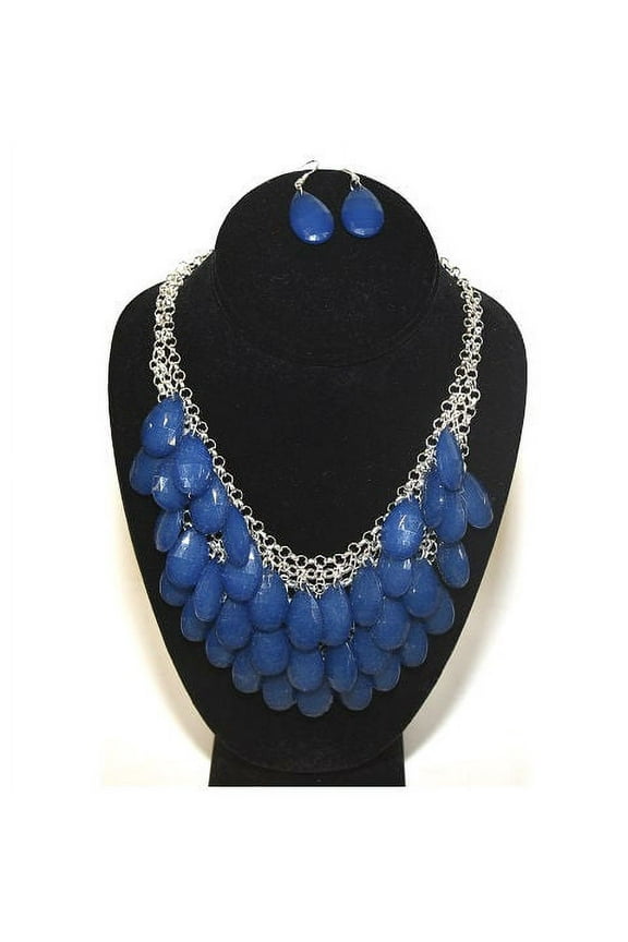 Drop Earring and Necklace Set in Blue Sparkle, 45 Sets