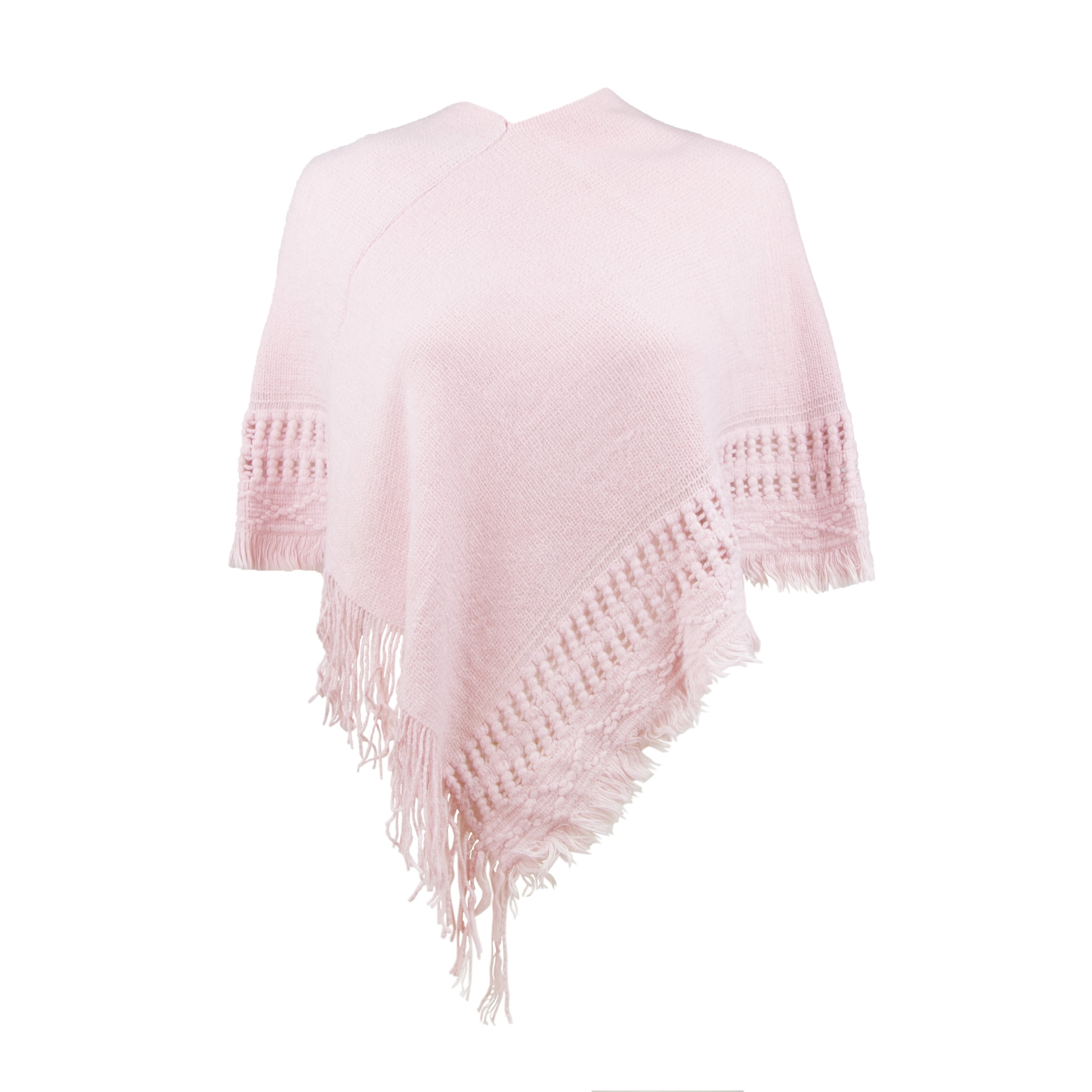 The Skyline Collection Girl's Knitted Poncho in Pink, Large