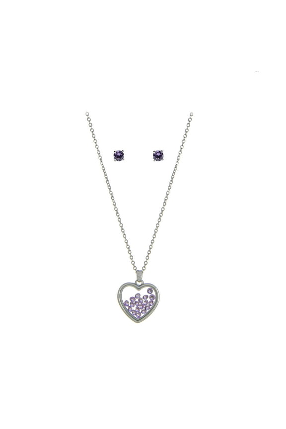 June Birthstone Purple Alexandrite Heart Jewelry Set