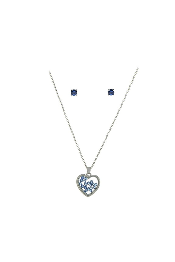 September Birthstone Blue Sapphire Heart Jewelry Set