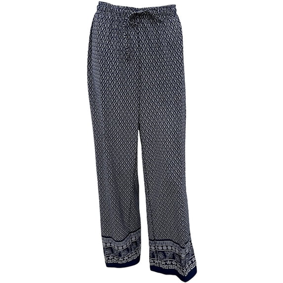 The Skyline Collection Women's Border Print Palazzo Pants in Blue - Medium