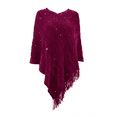 thumbnail image 1 of The Skyline Collection Women's Chenille Poncho w/ Sequins in Burgundy, One Size, 1 of 4